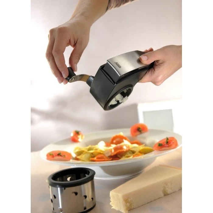 GEFU 19060 PECORINO χειροκίνητος περιστροφικός τρίφτης / τριφτης περιστροφικός, Μαύρο / Ανοξείδωτο