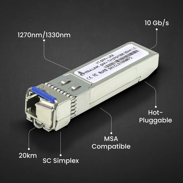 Extralink SFP+ WDM 10G 1270/1330nm 20km LC DOM, σετ 2 τεμ. (EX.6211)
