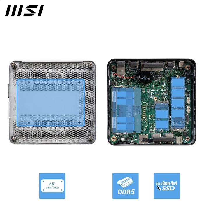 MSI Cubi NUC 1MG-014BEU Barebone (Intel Core 3 100U) — Μικρός NUC χωρίς RAM/αποθήκευση/ΛΣ