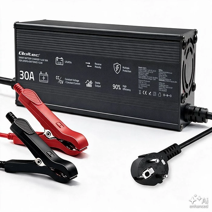 Qoltec Ειδικός φορτιστής μπαταρίας LiFePO4 12V 30A PF 0.9 με LED, Έξυπνη φόρτιση