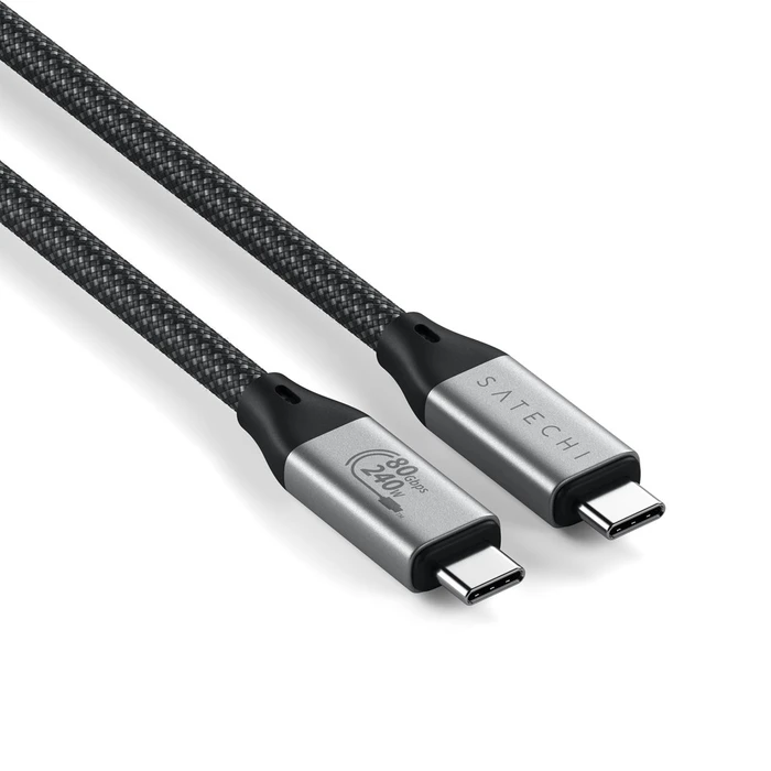 Satechi USB4 V2 Pro Καλώδιο USB‑C 1.2 m 120 Gbit/s 240 W (Ασημί/Μαύρο)