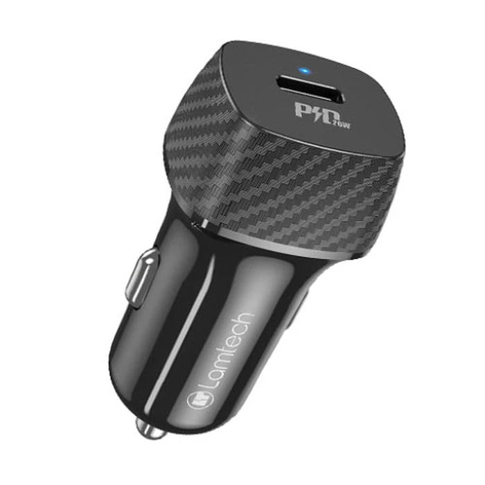 Φορτιστής Αυτοκινήτου Lamtech PREMIUM FAST IN-Type-C PD20W Black