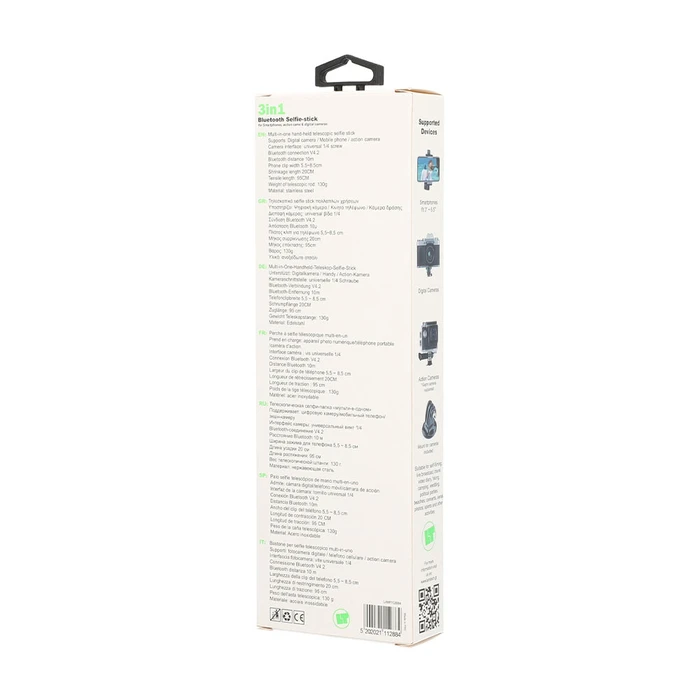 Selfie Stick Lamtech 3IN1 Bluetooth for Smartphones, Action Cameras