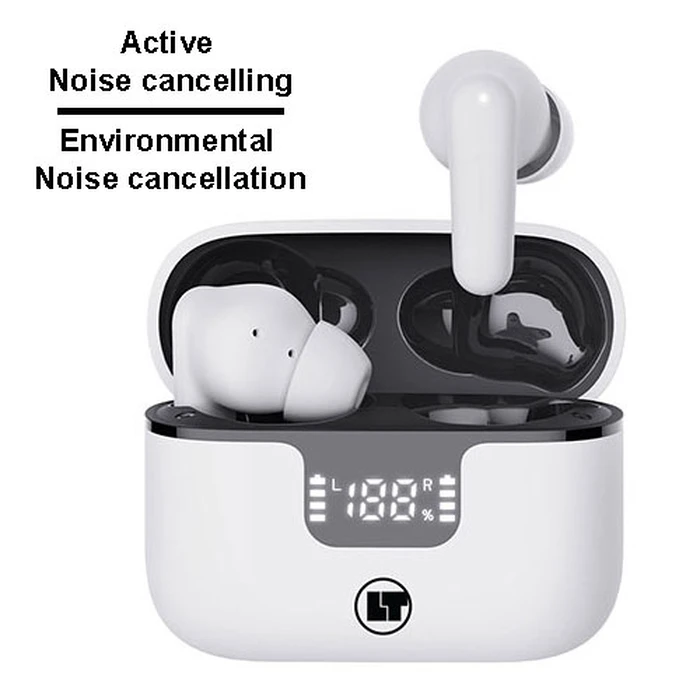 Bluetooth Handsfree Lamtech BT5.3 ANC & 4MIC ENC with LED Charging CASE White