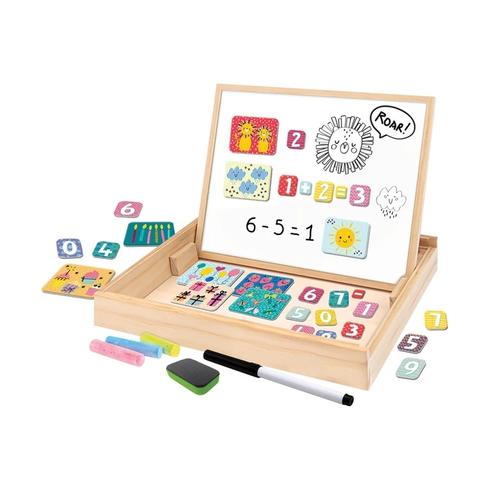 HappiHobbi Magnetic Double-Sided Board (Whiteboard & Chalkboard) 32.5 x 25.5 x 25.5 cm