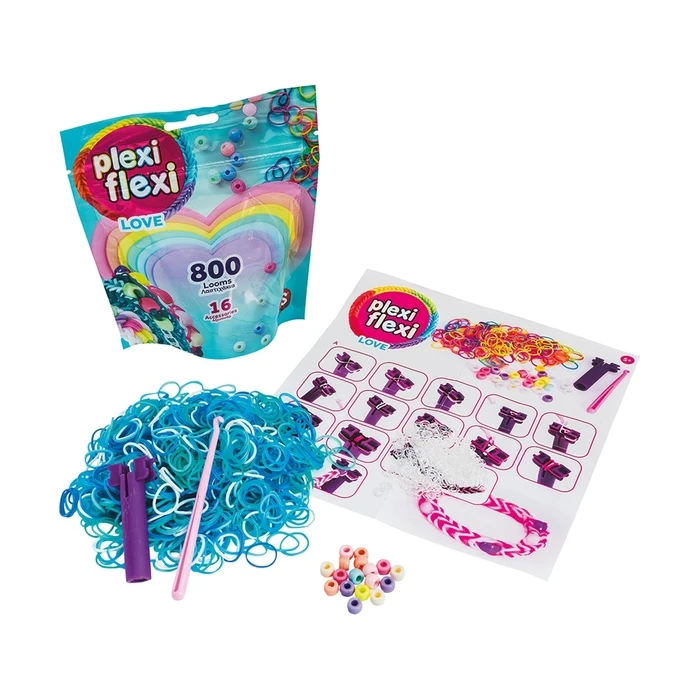AS Happi Hobbi: Plexi Flexi - LOVE - 800 Looms & 16 Accessories (Assortment of 3 Designs)