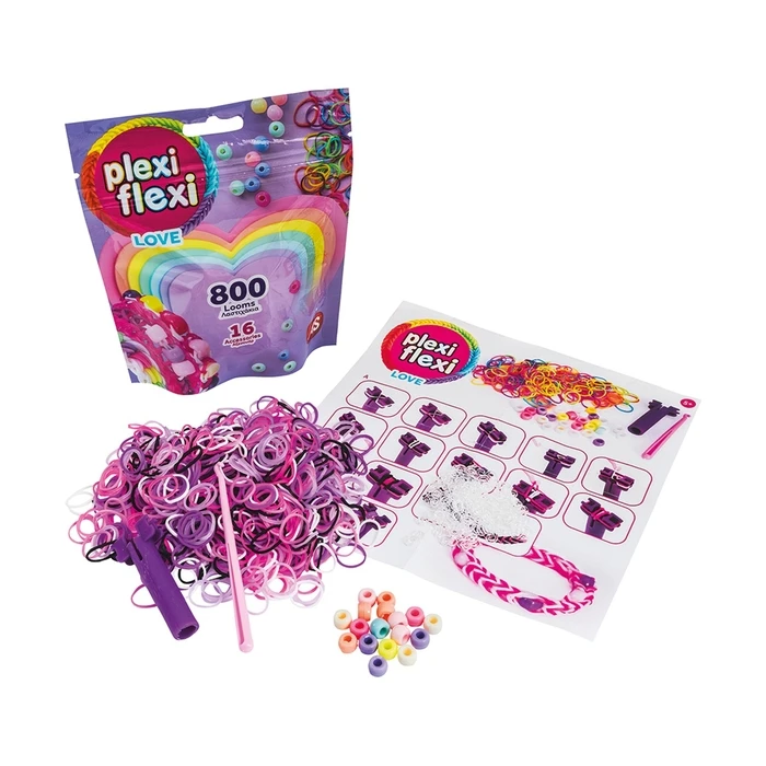 AS Happi Hobbi: Plexi Flexi - LOVE - 800 Looms & 16 Accessories (Assortment of 3 Designs)