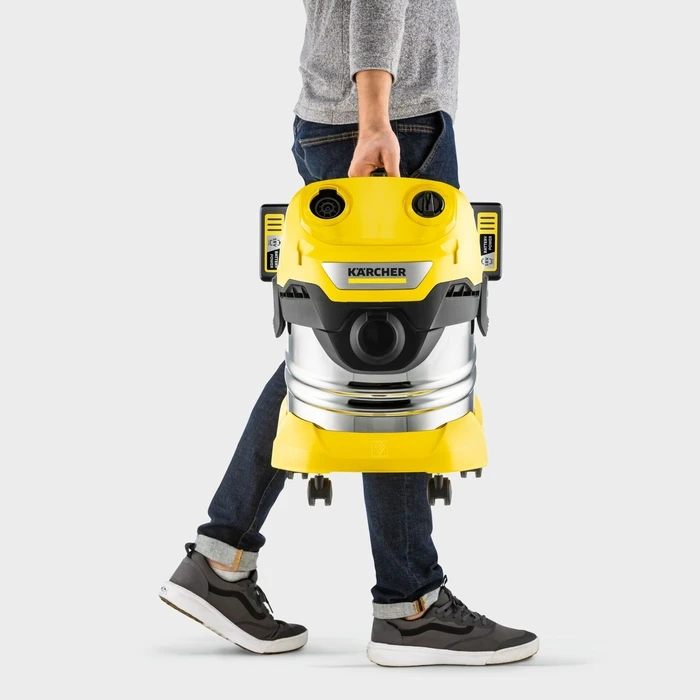 Kärcher WD 4-18 S Dual Battery Wet & Dry Vacuum Cleaner, Plastic Tank 20 L (Dual V-20/22 Batteries)