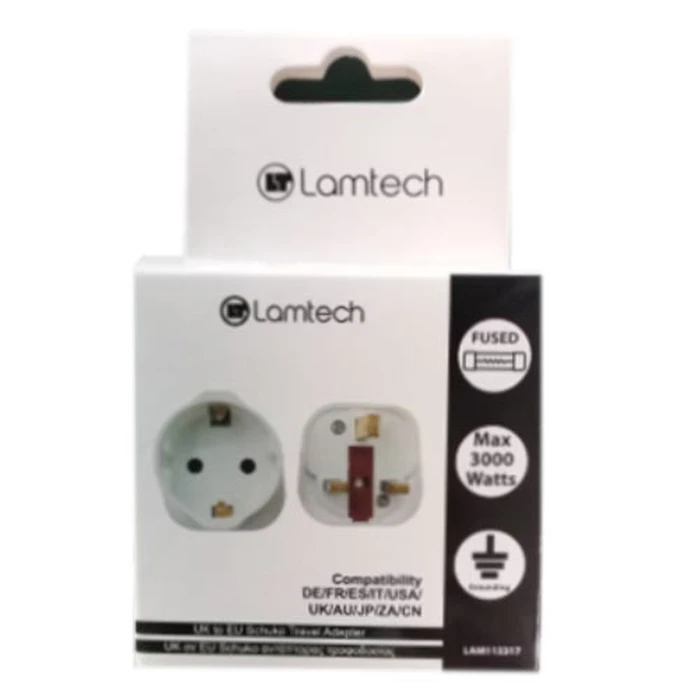 Αντάπτορας Πρίζας Lamtech UK 13A TO EU SCHUKO Travel