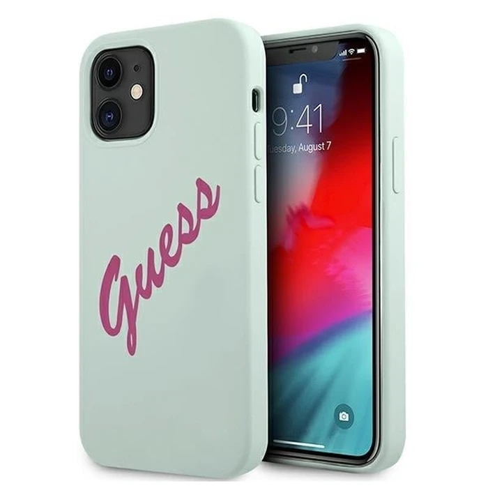 Guess GUHCP12SLSVSBF Apple iPhone 12 mini blue fuschia hardcase Silicone Vintage