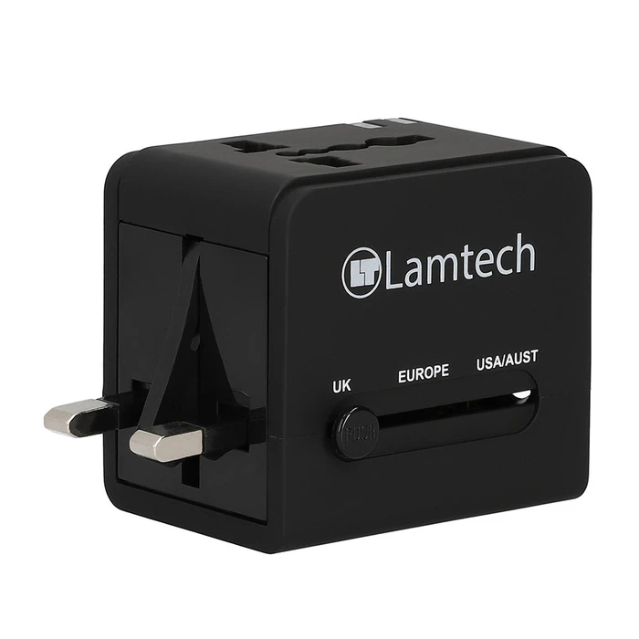 Αντάπτορας Πρίζας Lamtech Universal Travel with 2 USB PORTS AC 6A Black