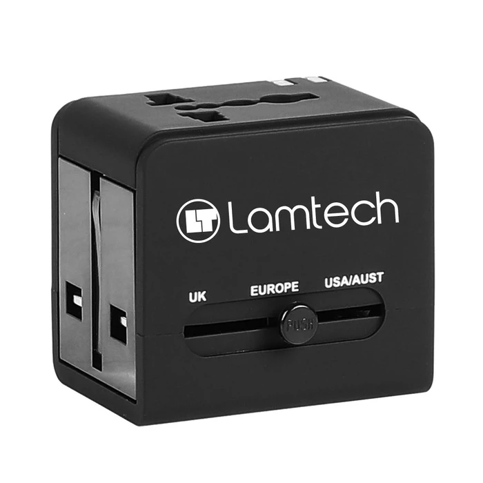 Αντάπτορας Πρίζας Lamtech Universal Travel with 2 USB PORTS AC 6A Black