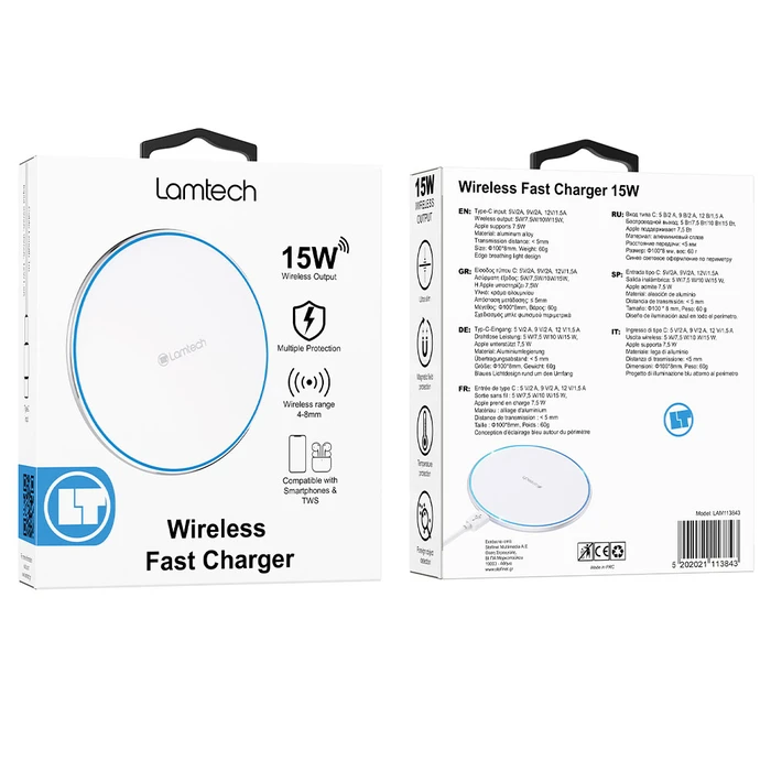 Ασύρματος Φορτιστής Lamtech FAST CHARGER 15W