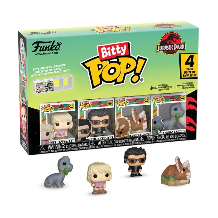 Funko Bitty Pop! 4-πακέτο: Jurassic Park - Ellie Sattler, Ian Malcolm, Triceratops, Brachiosaurus (Chase Triceratops)