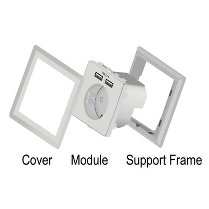 Πρίζα Ρεύματος Delock 11471, 2x USB, 2.4A, λευκός
