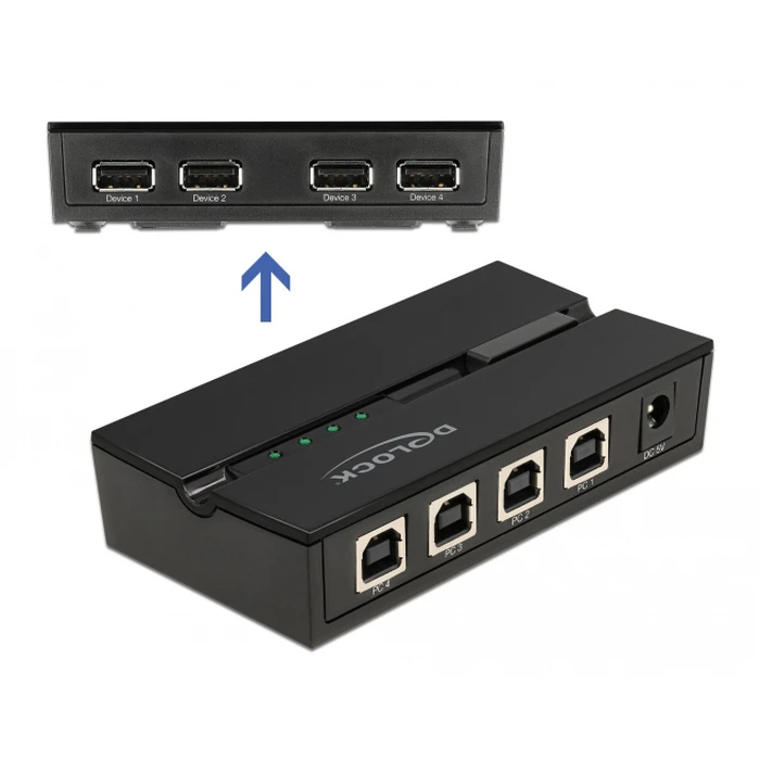 Delock Usb 2.0 Switch 11494, 4x Usb Type B Σε 4x Usb, Με Μαγνήτη, Μαύρο