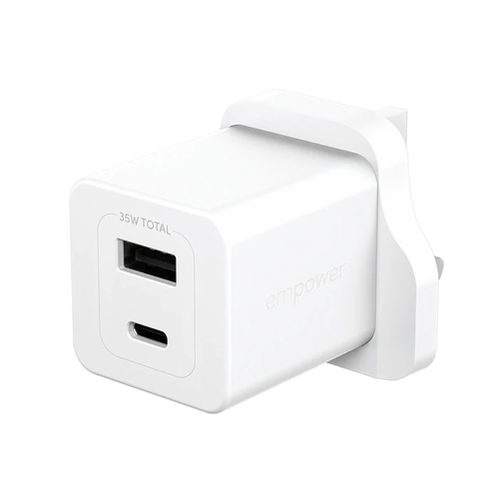 PanzerGlass Turbo Φορτιστής 35W με USB C και USB A UK Plug Silver White