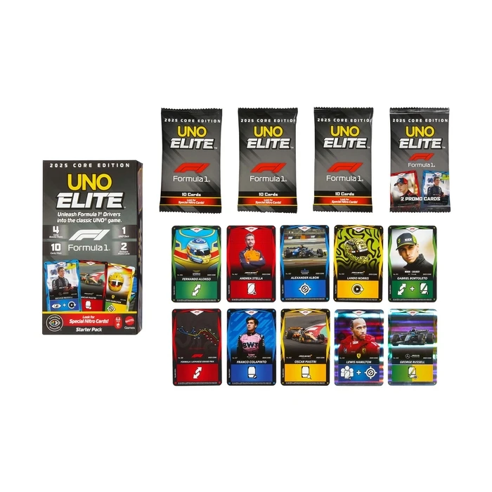 Mattel UNO Card Game UNO Elite Formula 1 2025 Core Edition Starter Pack JLV42
