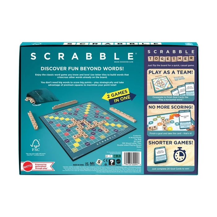 Scrabble Board Game (Mattel JLJ58) — 2-4 Players · Ages 8+