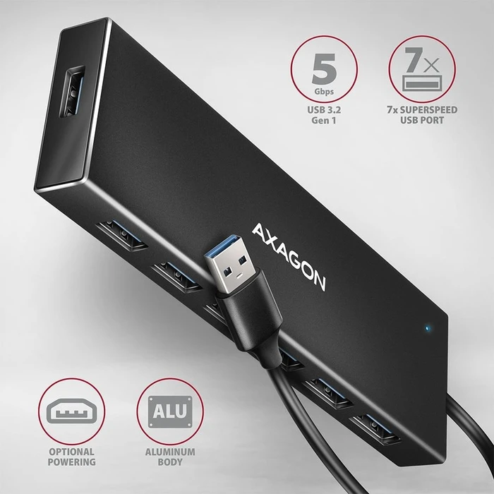 USB Hub Axagon I/O Usb3.2 7Port Flat/1M Hue-F7A