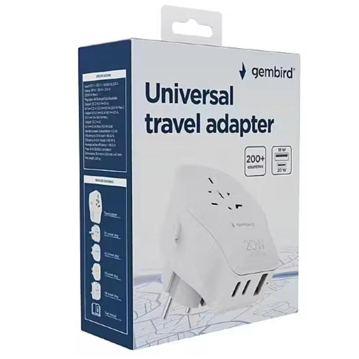 Αντάπτορας Πρίζας Gembird Travel 20W/White Tpa-1A2C20-02-W