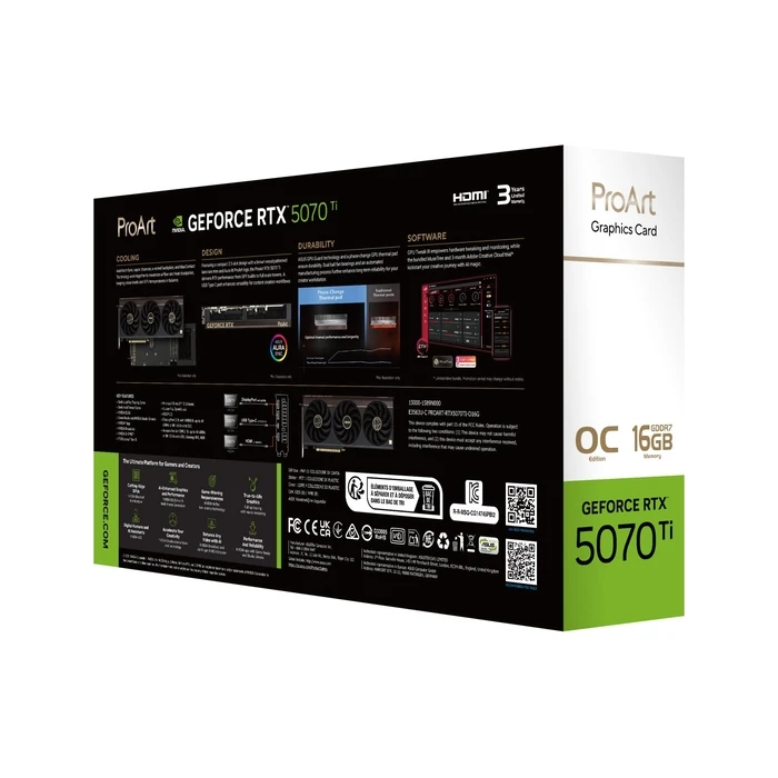 Κάρτα Γραφικών Asus Nvidia Geforce Rtx 5070 Ti / 16GB / GDDR7 / Pci Express 5.0 / Proart-Rtx5070Ti-O16G