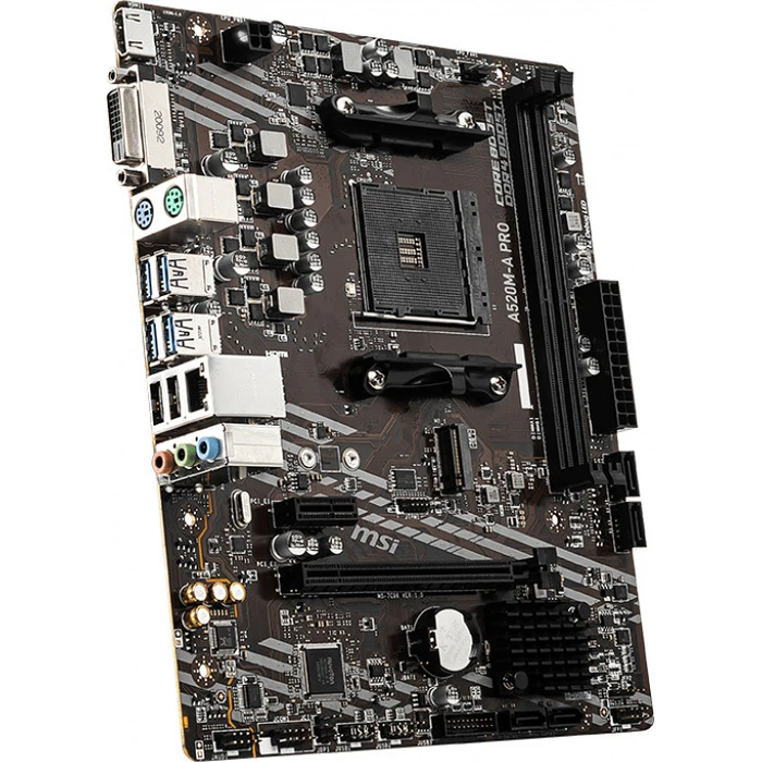 Motherboard MSI AM4 A520M-A PRO mATX (M.2 Port, PCIe 3.0 x 4, NVMe PCIe:1 RAM:4)
