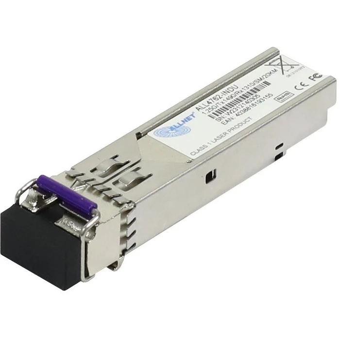 Transceiver Allnet ALL4762-INDU SFP(Mini-GBIC), 1000Mbit, WDM(Bidi)/LC, Tx1490nm/Rx1310nm, 9u, 20Km, Industrial -40/+85 Grad,
