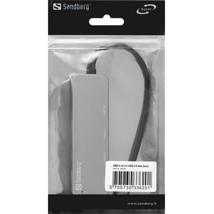 USB Hub Sandberg 336-20 USB-C 4-Port 4xUSB 3.0 SuperSpeed Silver