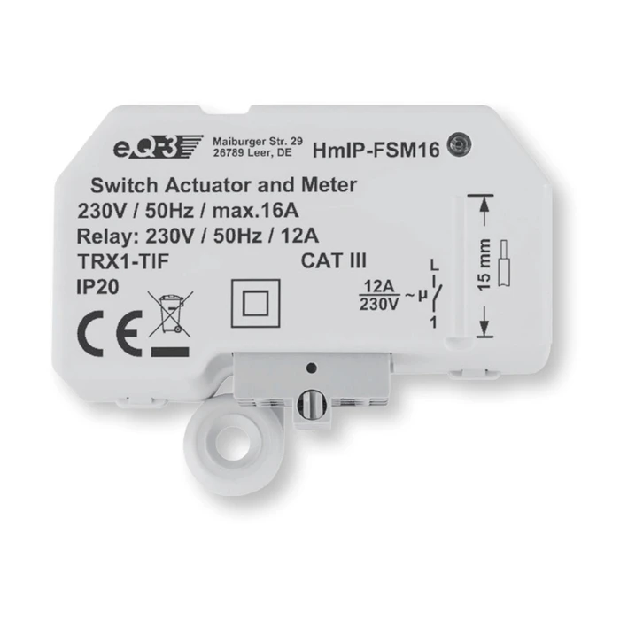 Ενδιάμεσος Διακόπτης Homematic IP Switch-Measurement Actuator (16A) - flush-mounted
