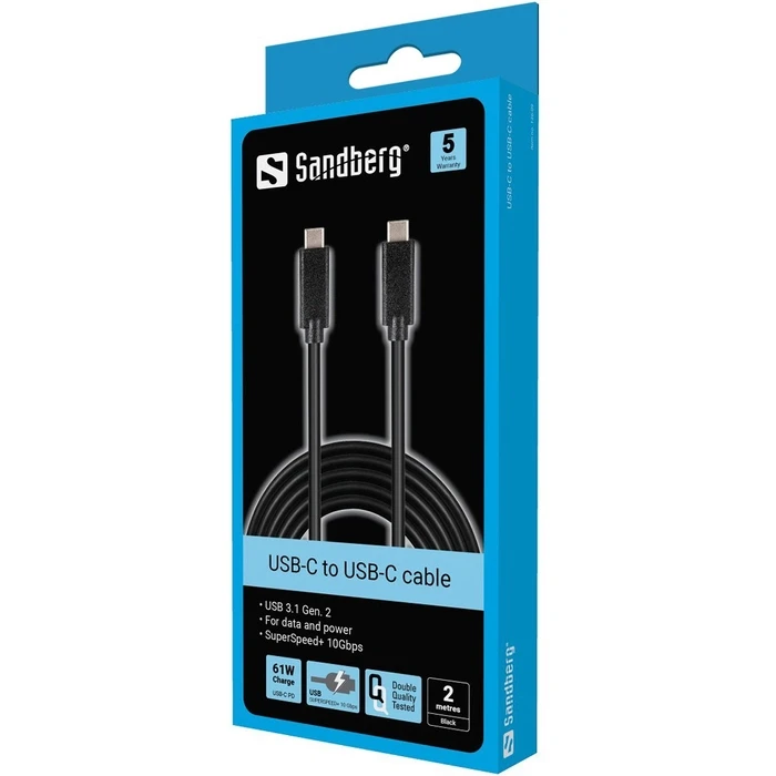 Καλώδιο USB Sandberg USB-C (ST-ST) 2m Black