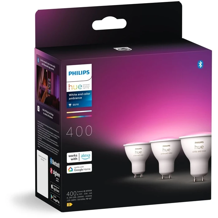 Λάμπα LED Smart Philips Hue White & Color Ambiance GU10 Dreierpack 3x350lm
