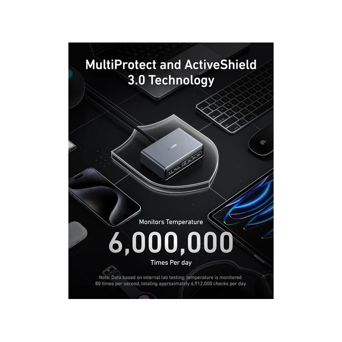 Φορτιστής Πρίζας Anker Prime 200W Desktop GaN 4 x USB-C 2 x USB-A Black