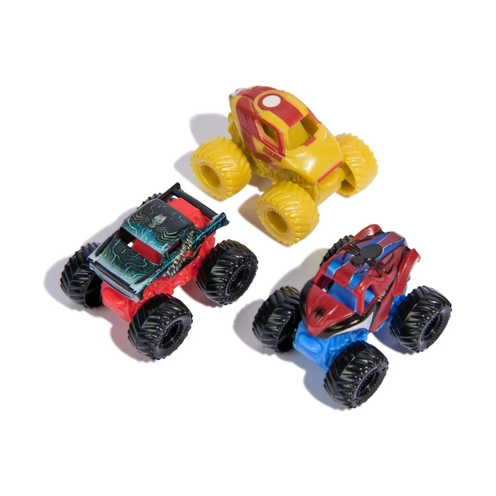 Spin Master Marvel Monster Jam Mini Jams Iron Man Venom The Amazing Spider-Man 3 Pack Bundle