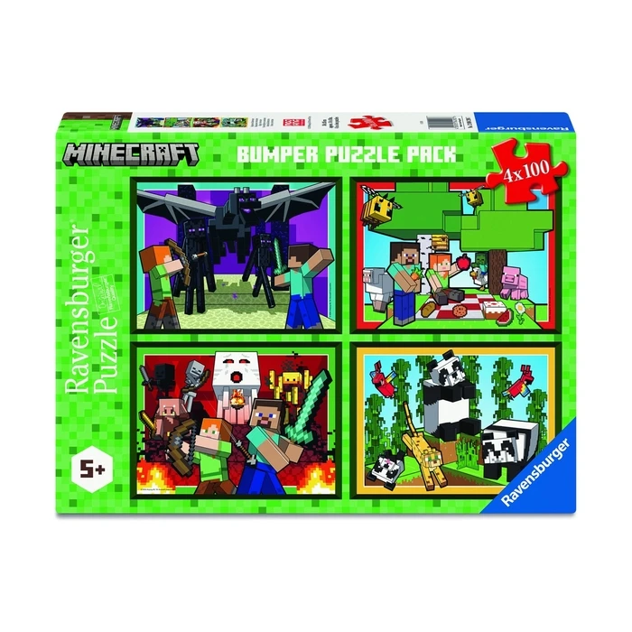 Ravensburger Παζλ Minecraft Bumper Puzzle Pack Realms and Adventures 4x100 τεμάχια
