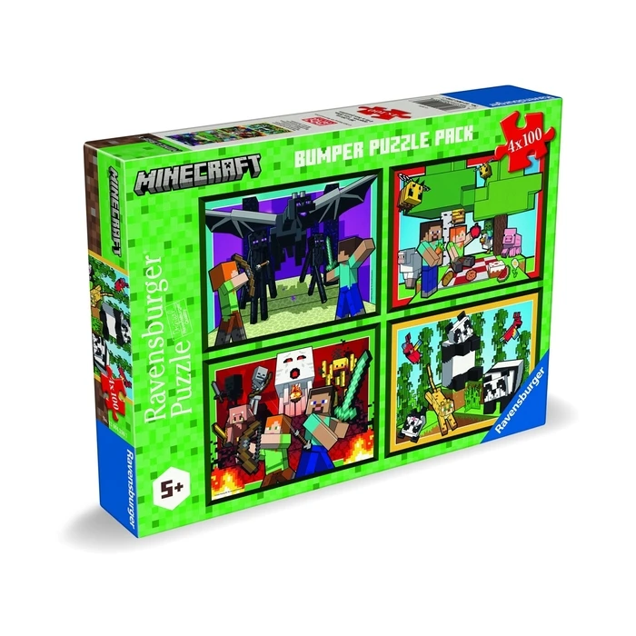 Ravensburger Kids Jigsaw Puzzle Minecraft Bumper Puzzle Pack Realms and Adventures 4x100 pcs