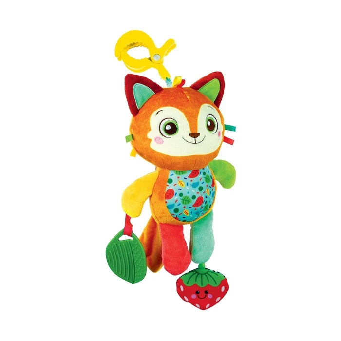 Baby Clementoni Hanging Crib & Stroller Toy with Teether — Easy Peasy Soft Fox (1000-17623)
