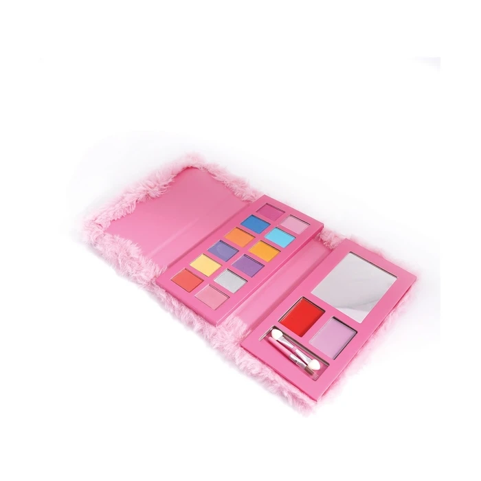 HappiHobbi Kids Makeup Palette 12 Colors with Glitter Hearts & 2 Lip Balms - AS COMPANY (1081-60014)