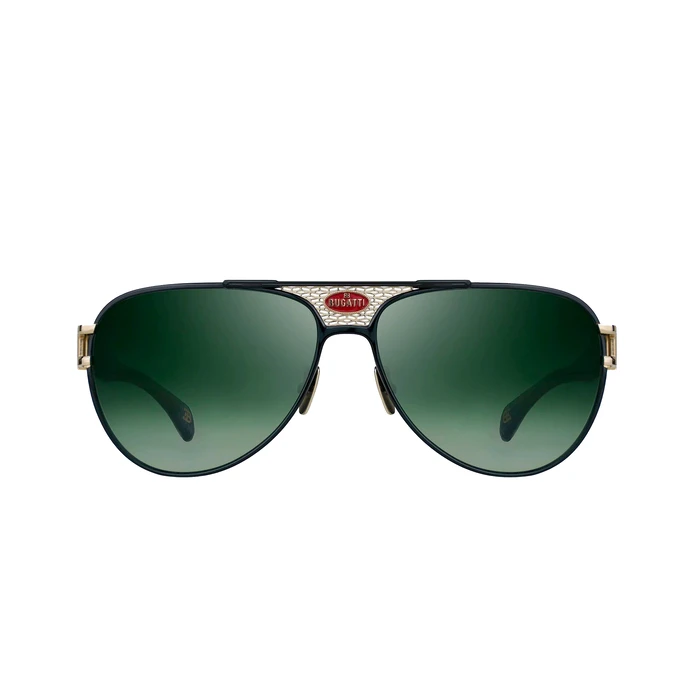 BUGATTI Men's Sunglasses Model 11 (11-BK-WG) — Black frame, Green CR39 Zeiss lenses, Lens/Bridge/Temple 63/15/147 mm