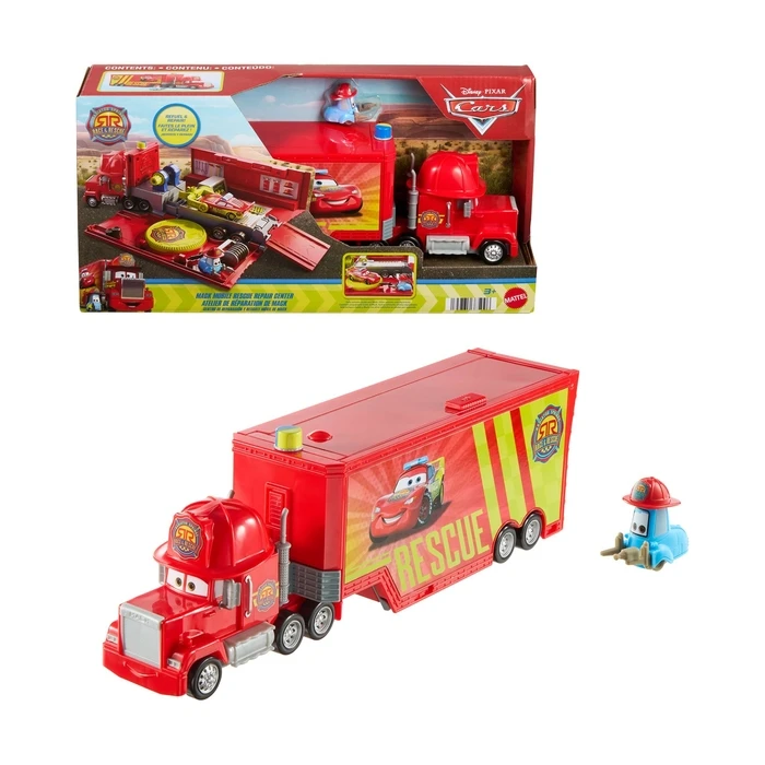 Mattel Disney Pixar Cars Mack Mobile Rescue Repair Center (JMT58)  - Μετασχηματιζόμενο φορτηγό Mack που ανοίγει σε σταθμό διάσωσης/επισκευής