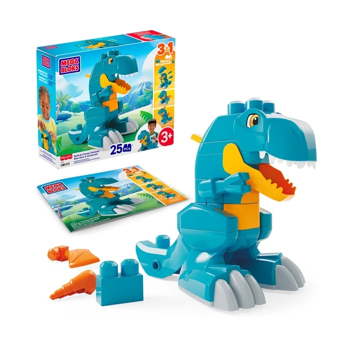 Fisher‑Price / Mega Bloks Build & Chomp Dinosaur 3‑σε‑1 - 25 τεμάχια (JMK85)
