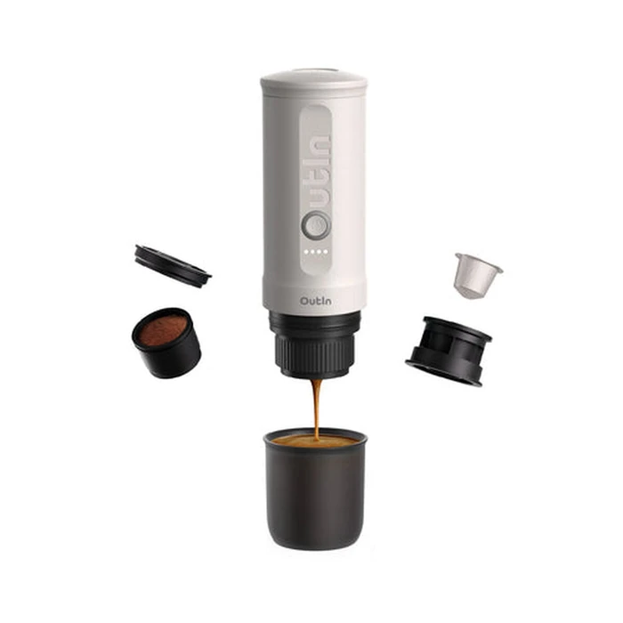 Portable Coffee Maker Outin OUTINWHITE White Stainless Steel 50 ml 80 ml