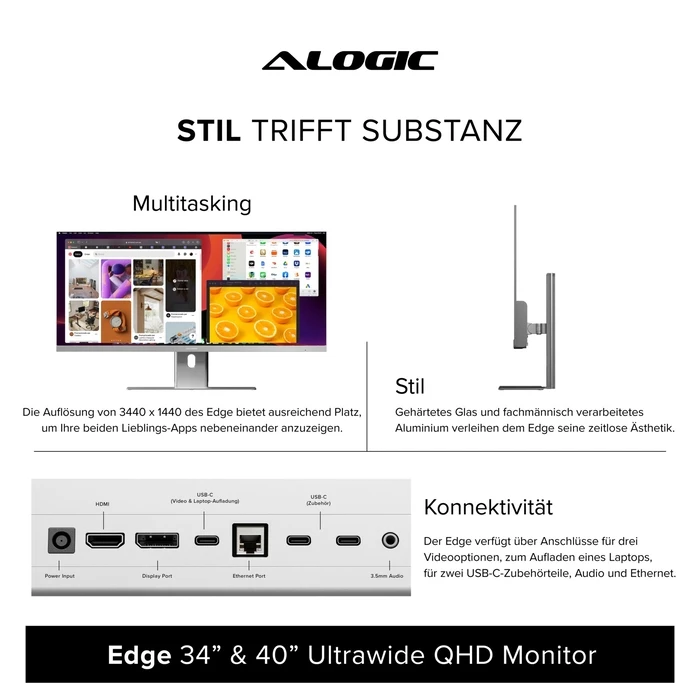 Alogic EDGE 40 Ultrawide Monitor Space Gray