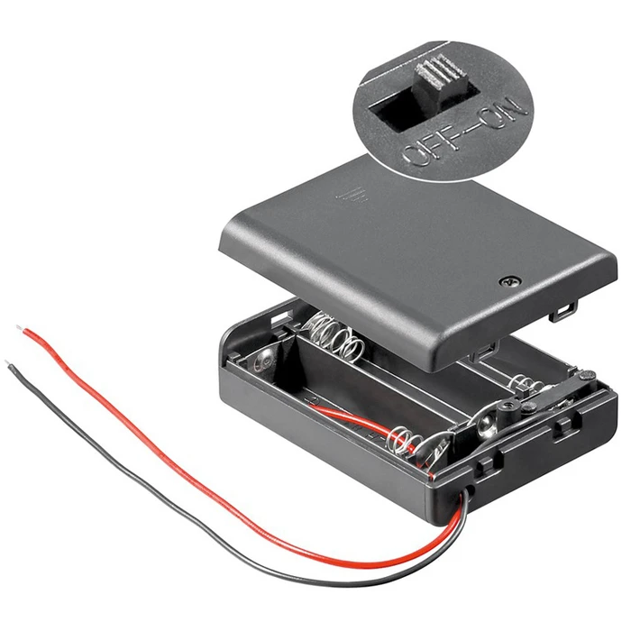 Θήκη Μπαταρίας Goobay με διακόπτη 12445, 3x AA LR6, αδιάβροχη, μαύρη