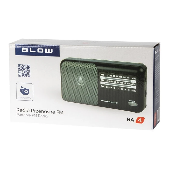 Blow RA4 Portable Analog AM/FM Radio (2x R20/D batteries, Black)