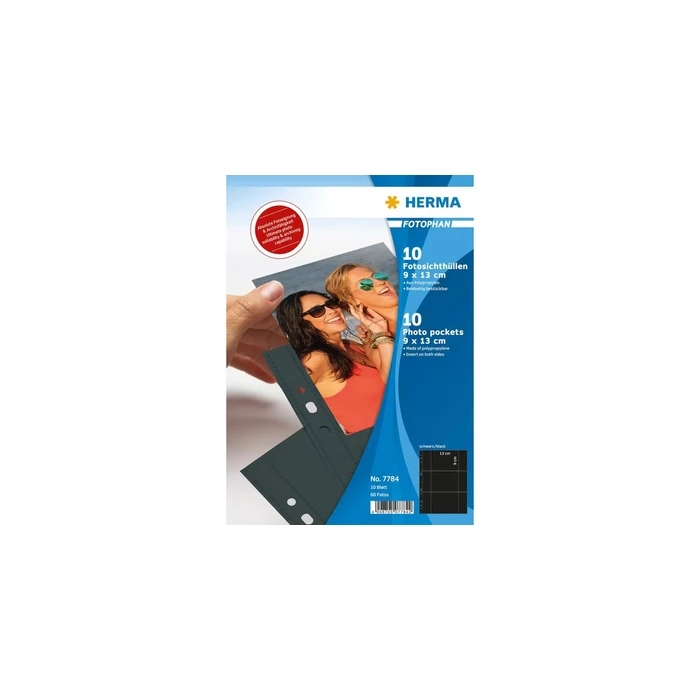 HERMA Φωτοθήκες 90 x 130 mm οριζόντιες μαύρες - 10 θήκες