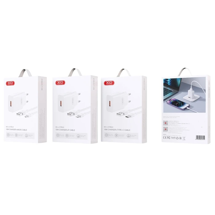 XO Φορτιστής GaN L127 με Θύρα USB-A και Καλώδιο USB-C 18W Quick Charge