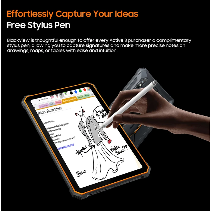 Tablet Blackview Octa-core RUGGED 10.36' (6GB+128GB) ACTIVE 8 4G SIM Android 13 Orange
