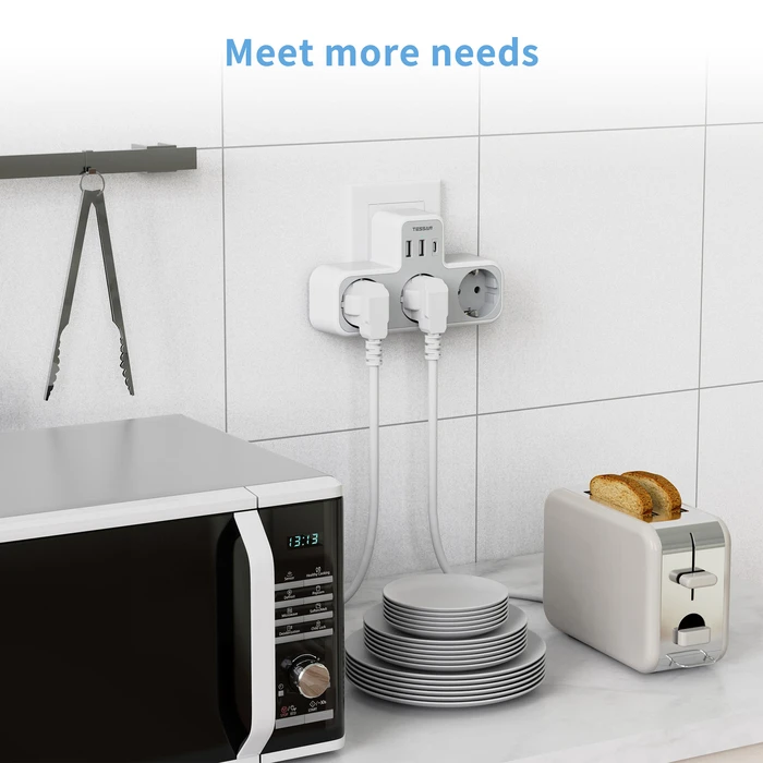 Πρίζα Ταφ Tessan 6 IN 1 WALL SOCKET 3xSCHUKO, 2xUSB, 1xTYPE-C