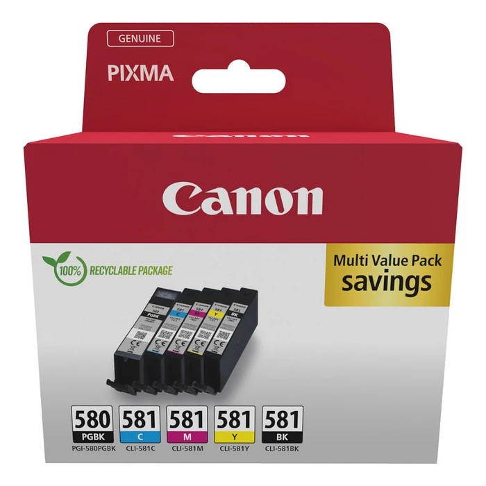 Γνήσιο Μελάνι Canon PGI-580/CLI-581 2078C008 5er Multipack (BK/C/M/Y/PGBK)